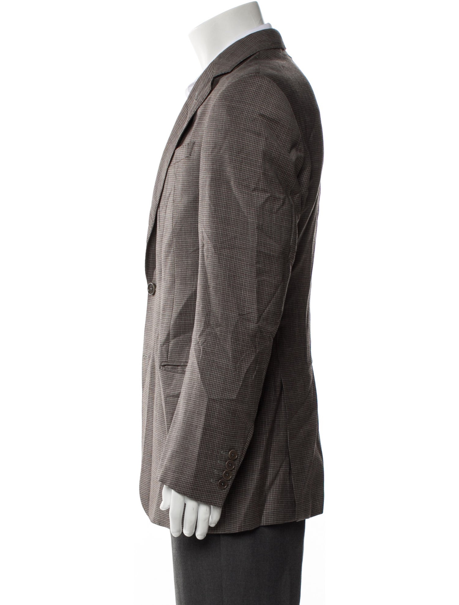 Armani Collezioni Wool Plaid Print Blazer