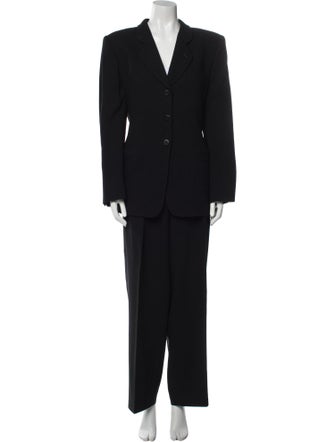 Armani Collezioni Virgin Wool Ruffle Embellishment Pantsuit