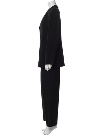 Armani Collezioni Virgin Wool Ruffle Embellishment Pantsuit