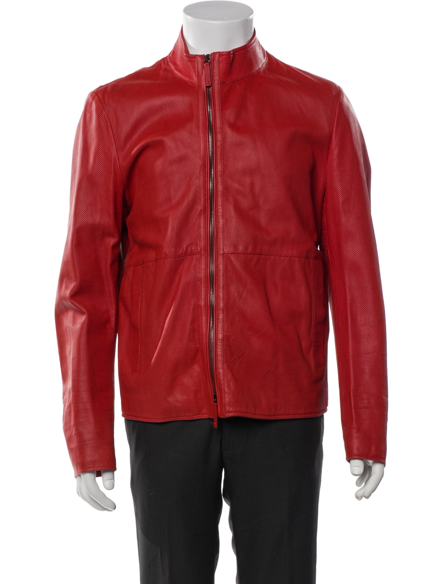 Armani Collezioni Lamb Leather Moto Jacket