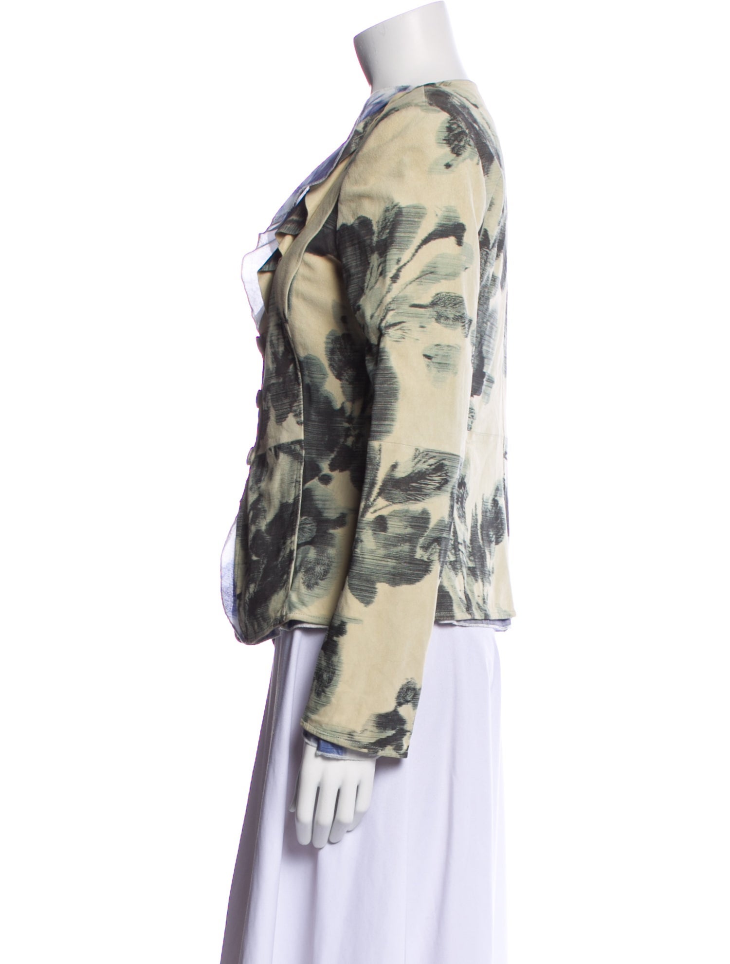 Armani Collezioni Goat Leather Houndstooth Print Blazer