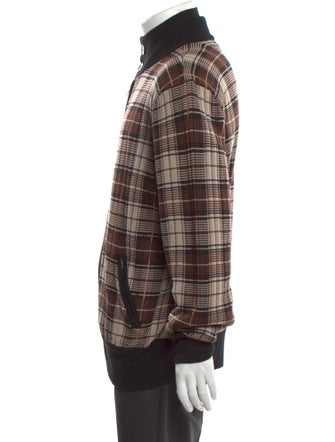 Armani Collezioni Plaid Print Turtleneck Cardigan