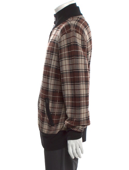 Armani Collezioni Plaid Print Turtleneck Cardigan