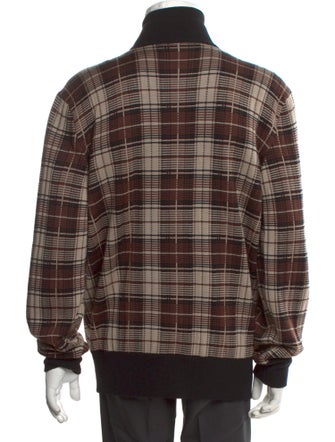 Armani Collezioni Plaid Print Turtleneck Cardigan