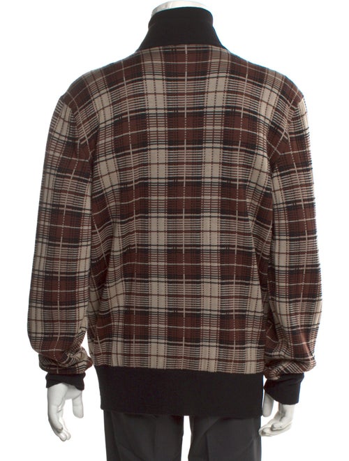 Armani Collezioni Plaid Print Turtleneck Cardigan