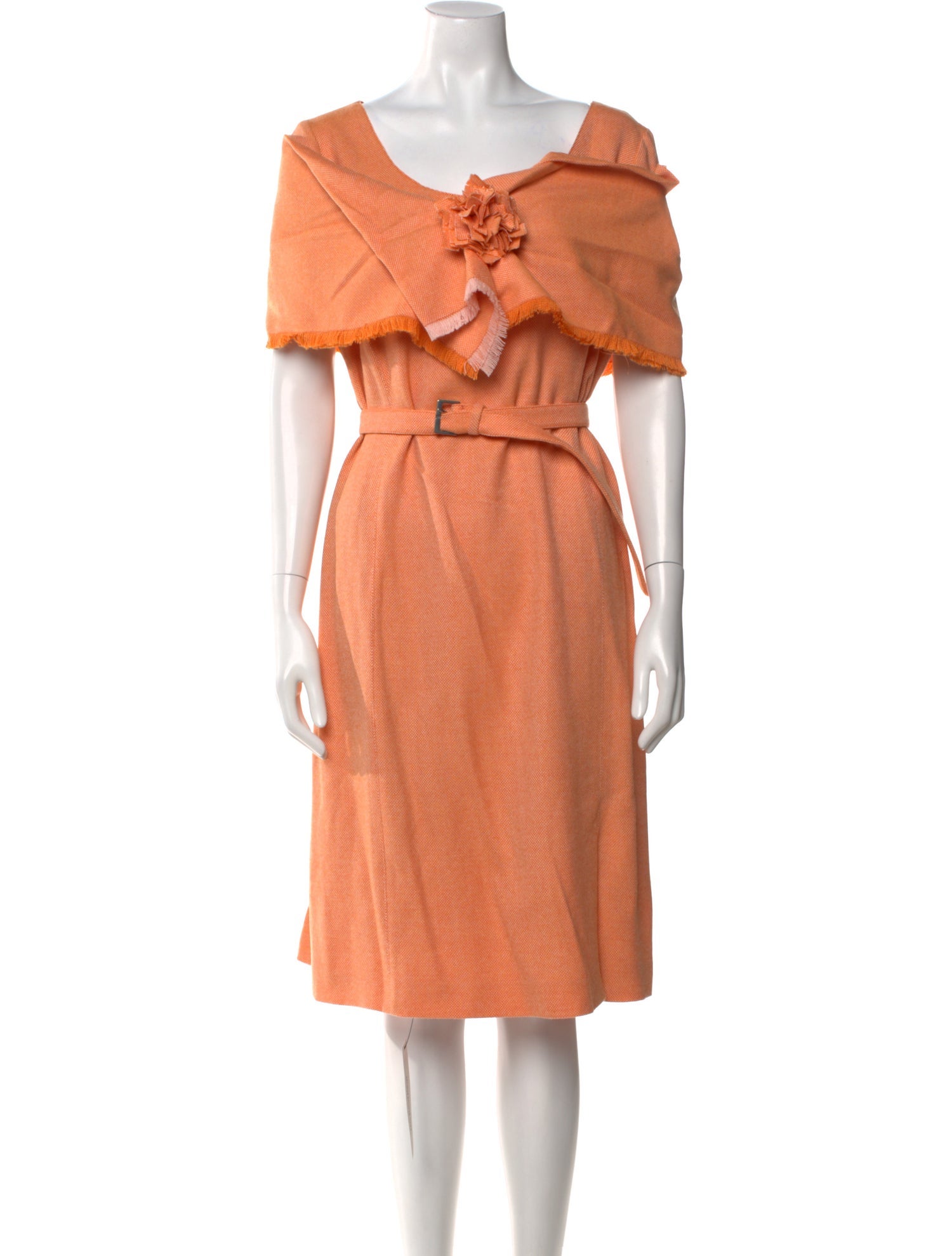 Armani Collezioni Scoop Neck Midi Length Dress