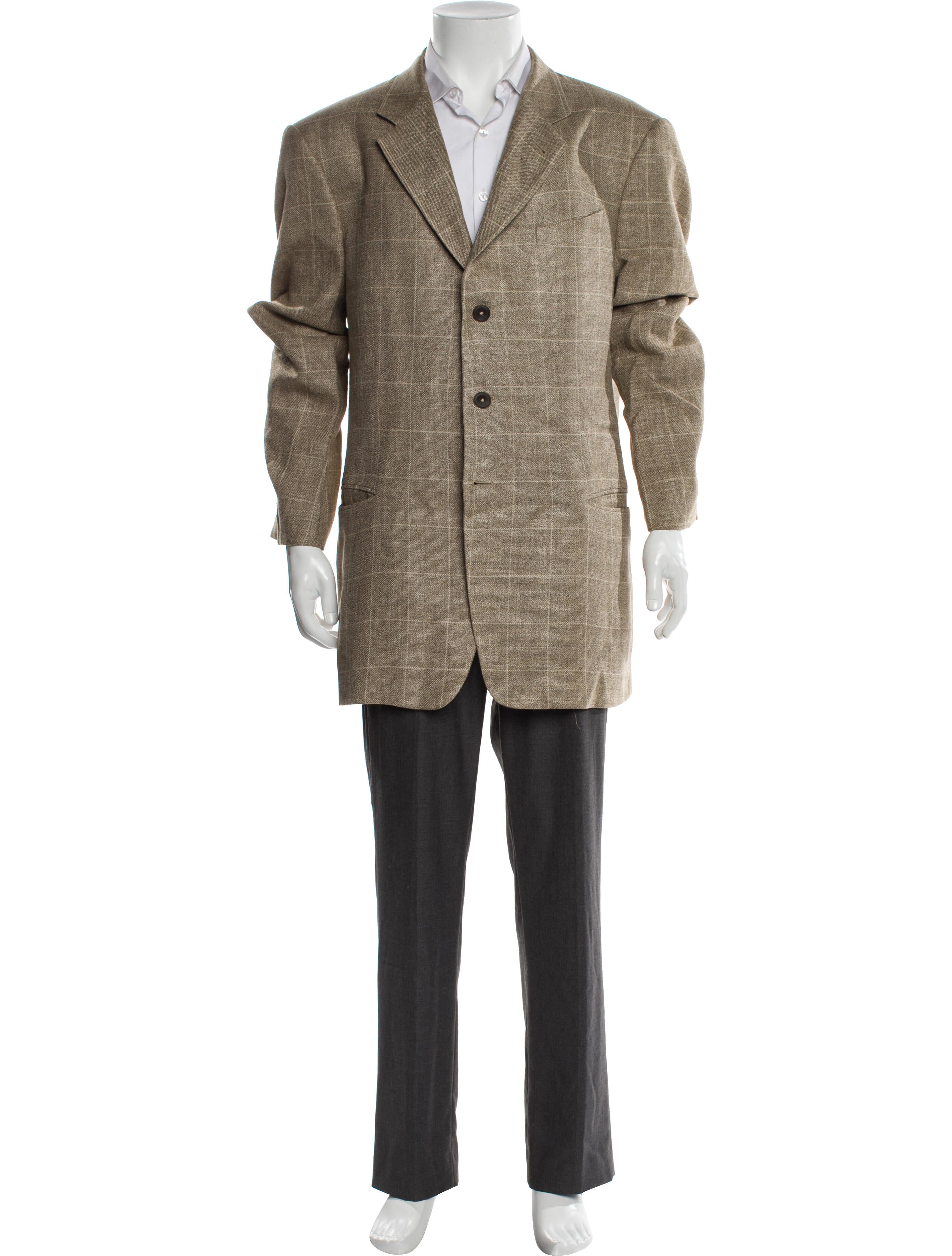 Armani Collezioni Silk Plaid Print Blazer