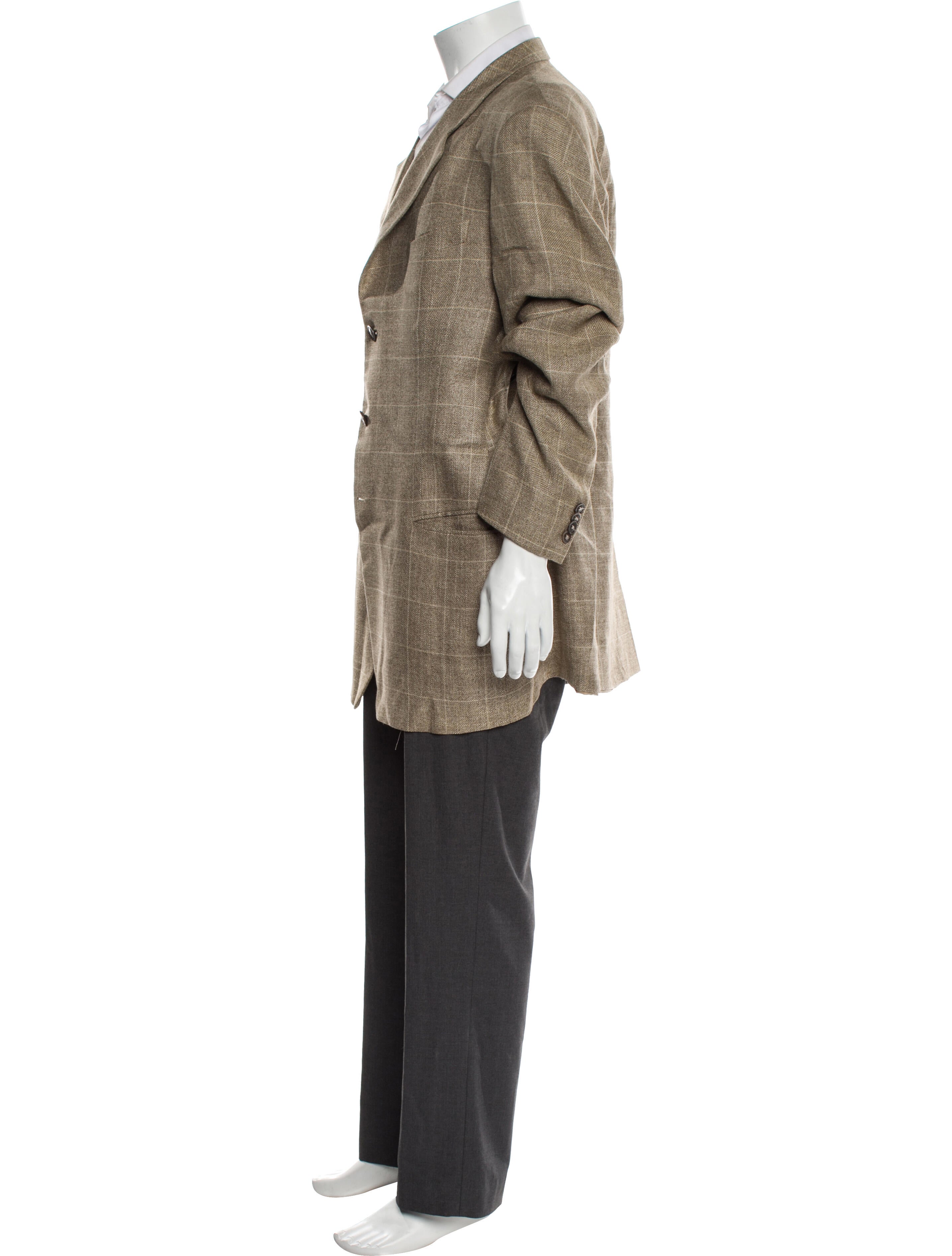 Armani Collezioni Silk Plaid Print Blazer