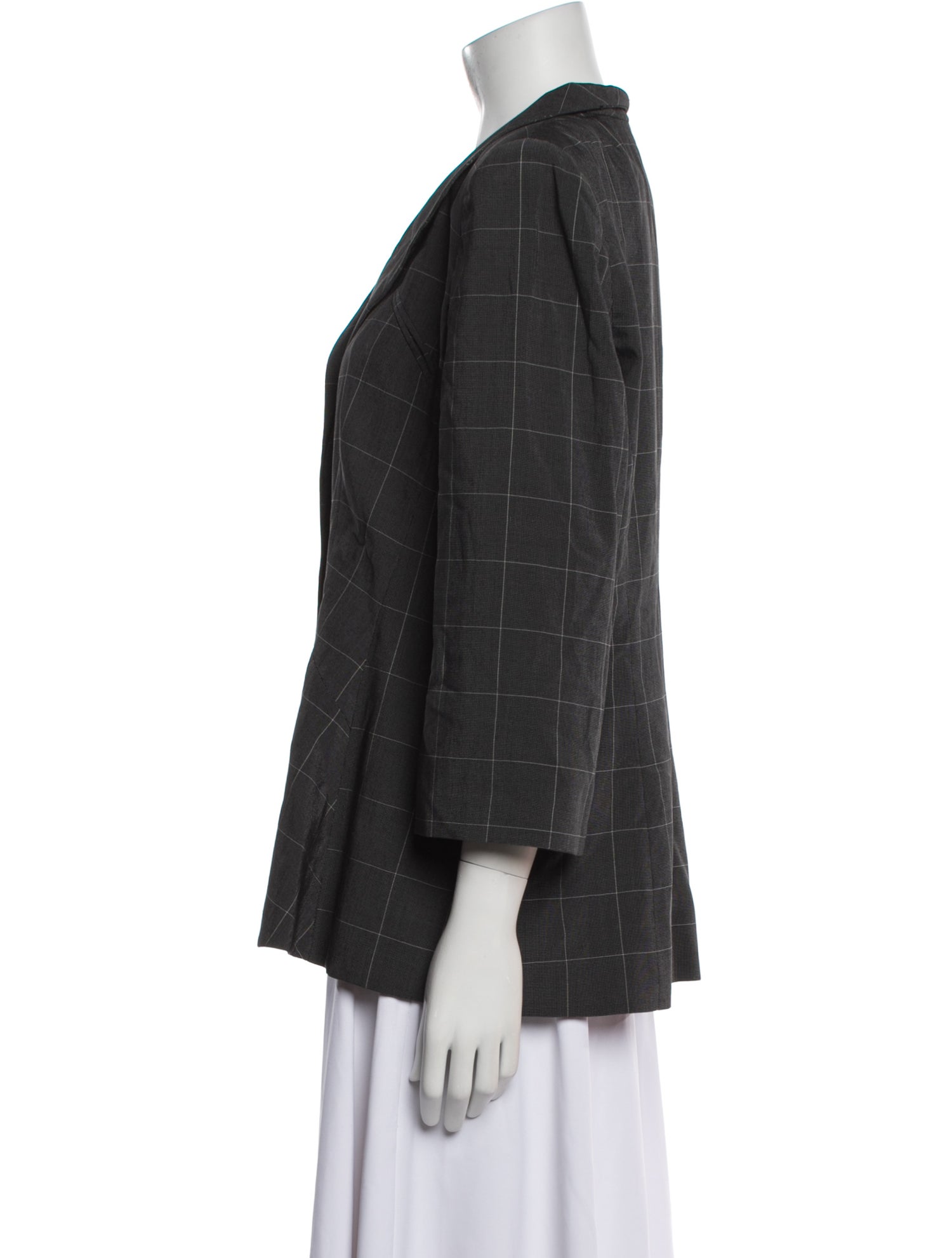 Armani Collezioni Virgin Wool Plaid Print Blazer