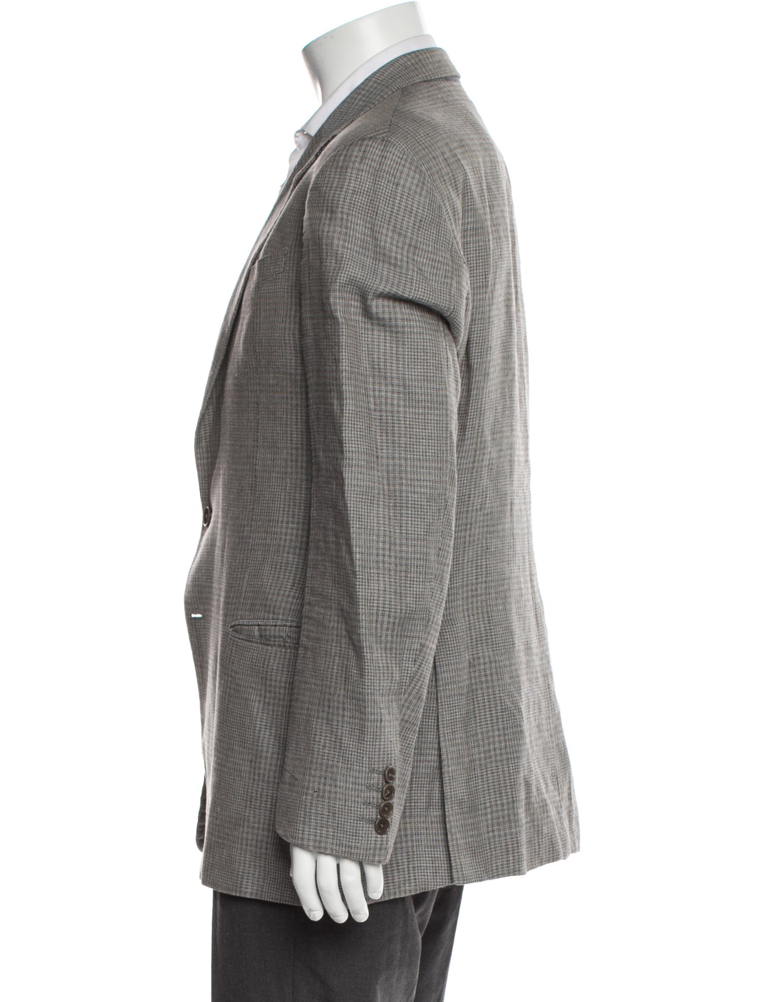 Armani Collezioni Linen Houndstooth Print Blazer