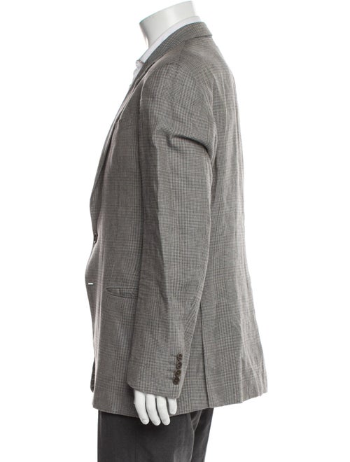 Armani Collezioni Linen Houndstooth Print Blazer