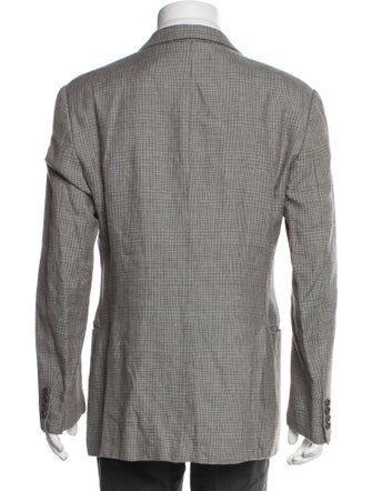 Armani Collezioni Linen Houndstooth Print Blazer