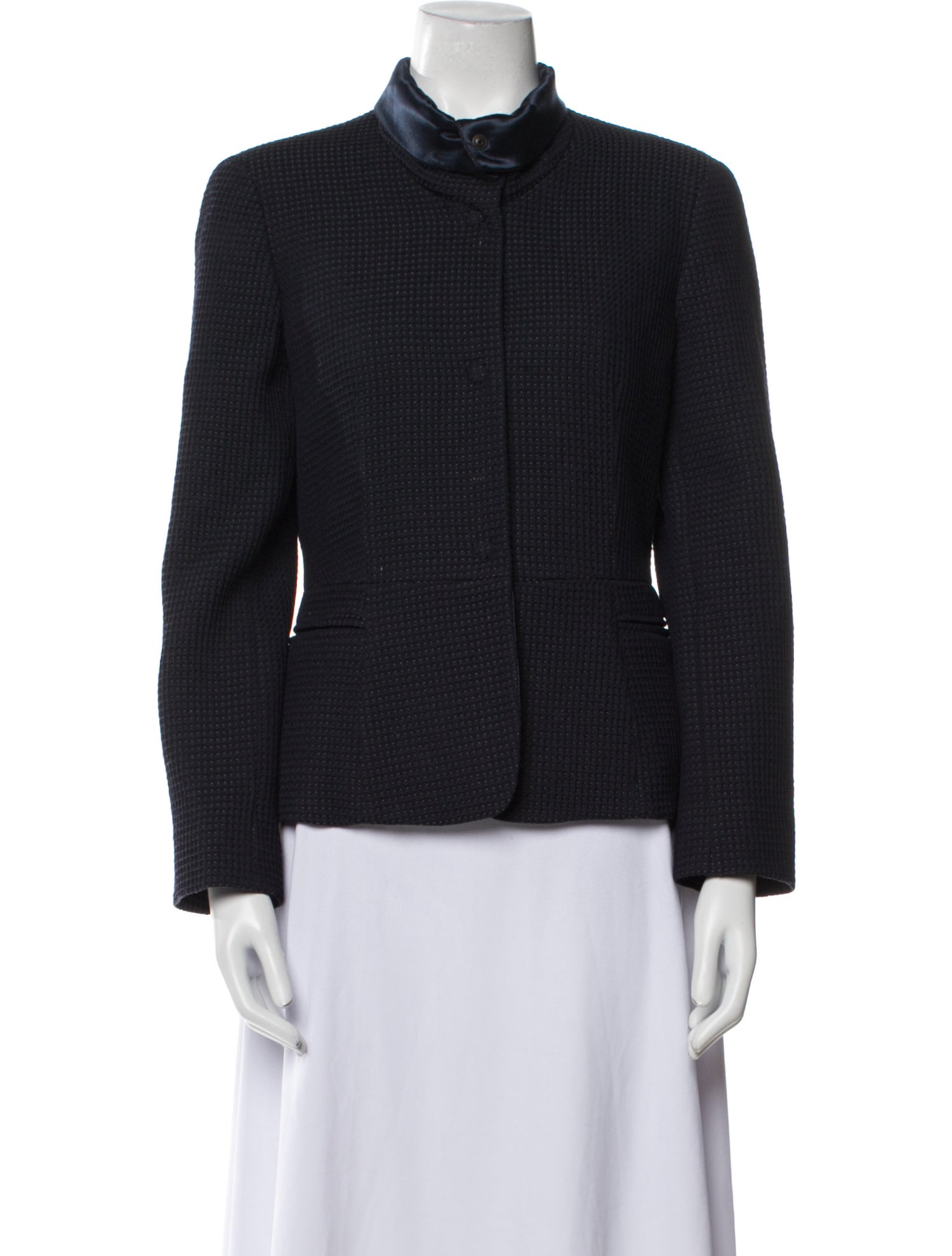 Armani Collezioni Virgin Wool Plaid Print Jacket