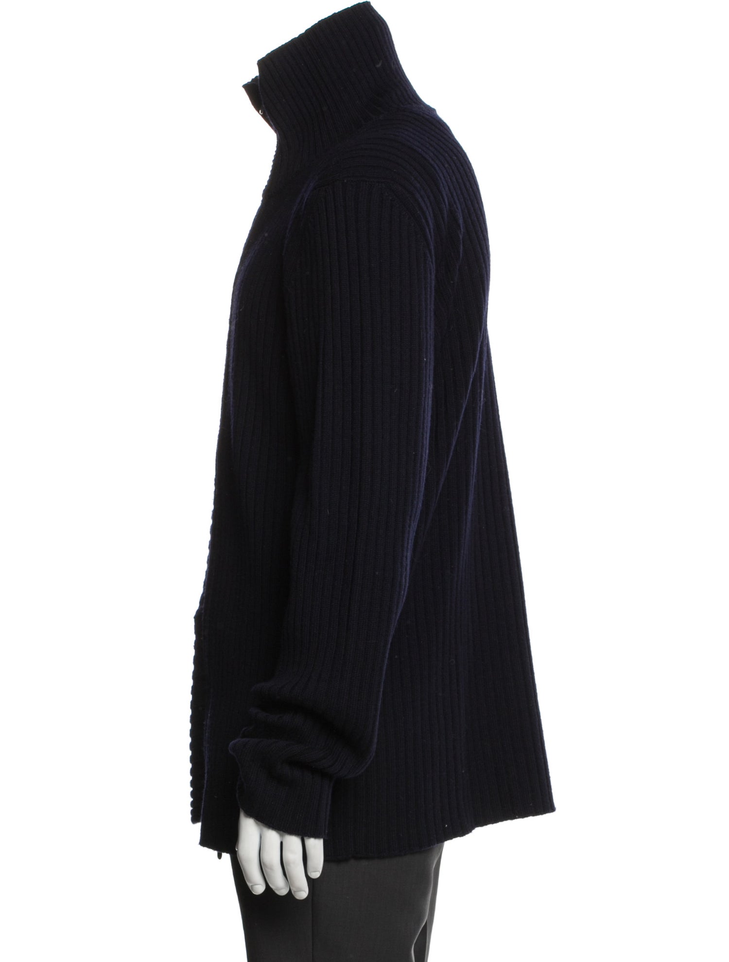Armani Collezioni Virgin Wool Mock Neck Cardigan