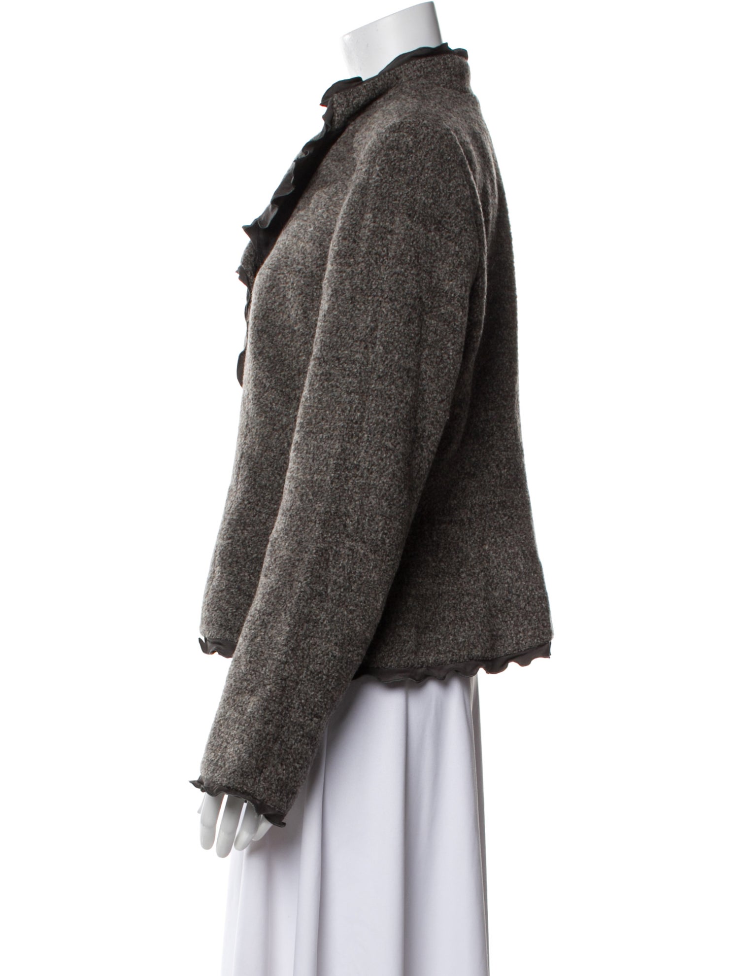 Armani Collezioni Virgin Wool Tweed Pattern Coat