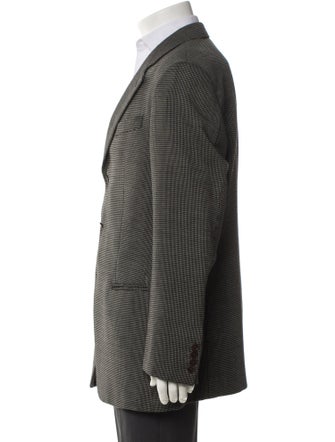 Armani Collezioni Wool Houndstooth Print Blazer