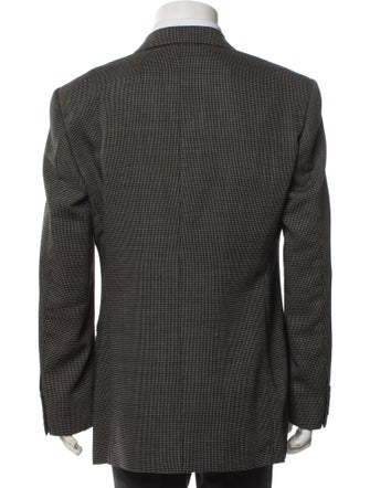 Armani Collezioni Wool Houndstooth Print Blazer