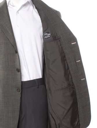 Armani Collezioni Wool Houndstooth Print Blazer