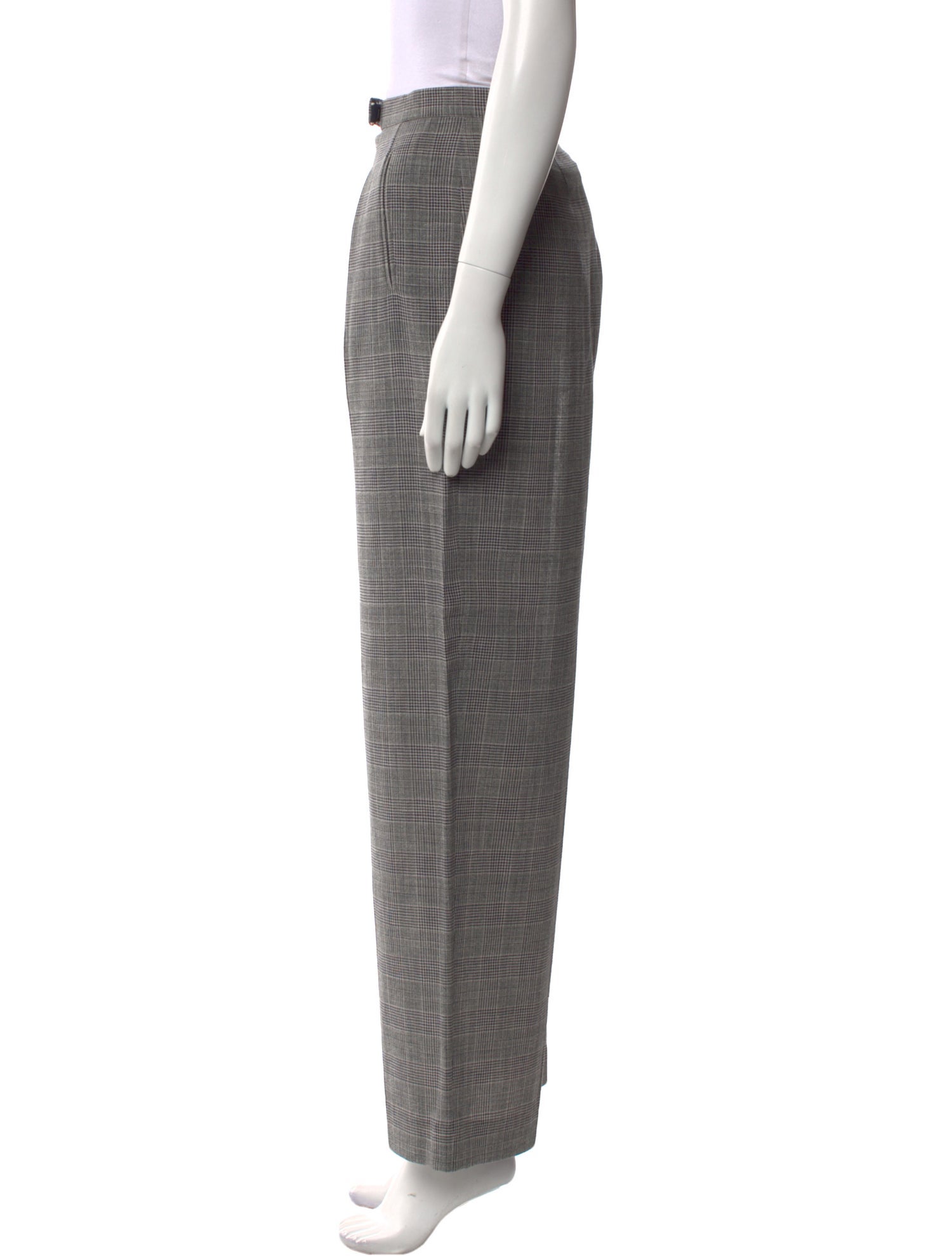 Armani Collezioni Plaid Print Wide Leg Pants