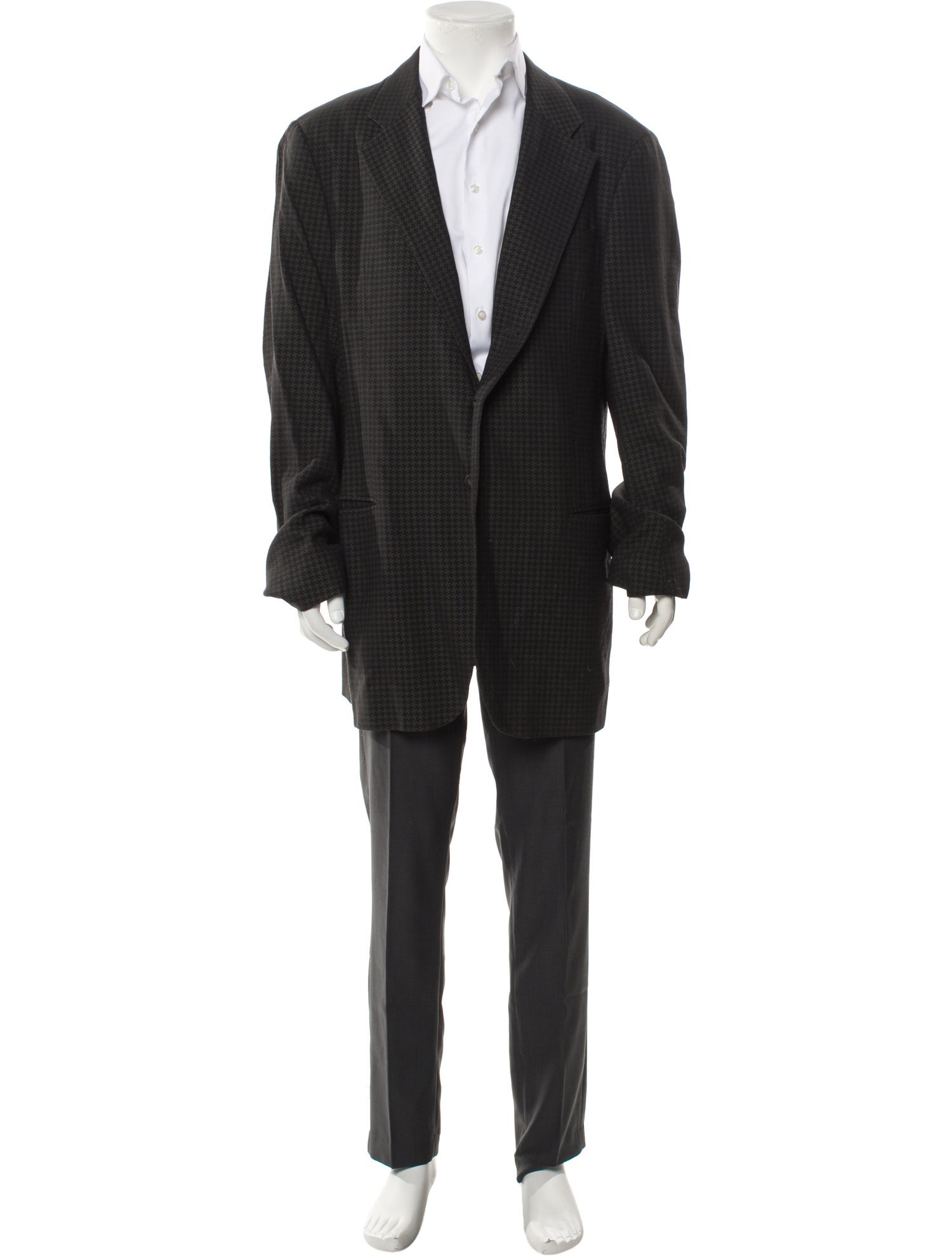 Armani Collezioni Wool Plaid Print Blazer