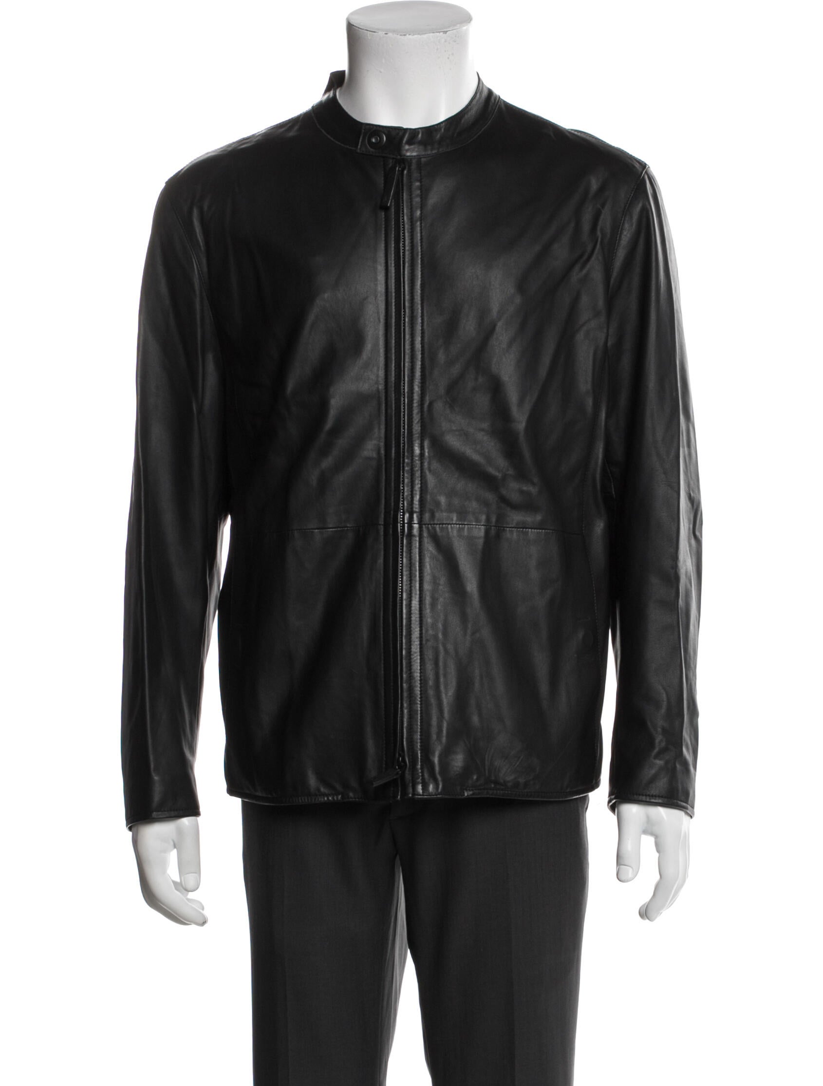 Armani Collezioni Lamb Leather Moto Jacket