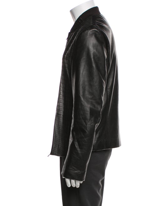 Armani Collezioni Lamb Leather Plaid Print Jacket