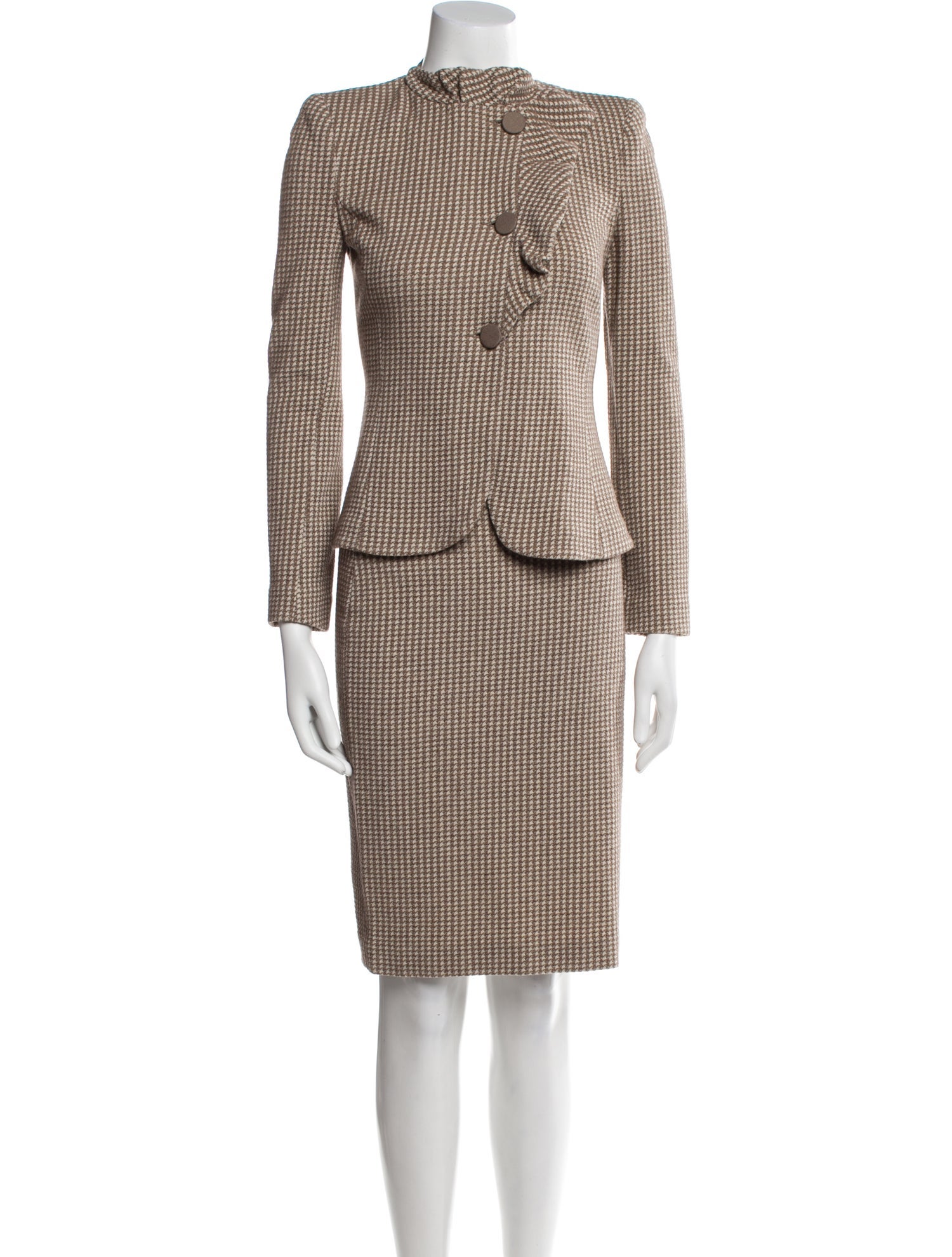 Armani Collezioni Houndstooth Print Skirt Suit