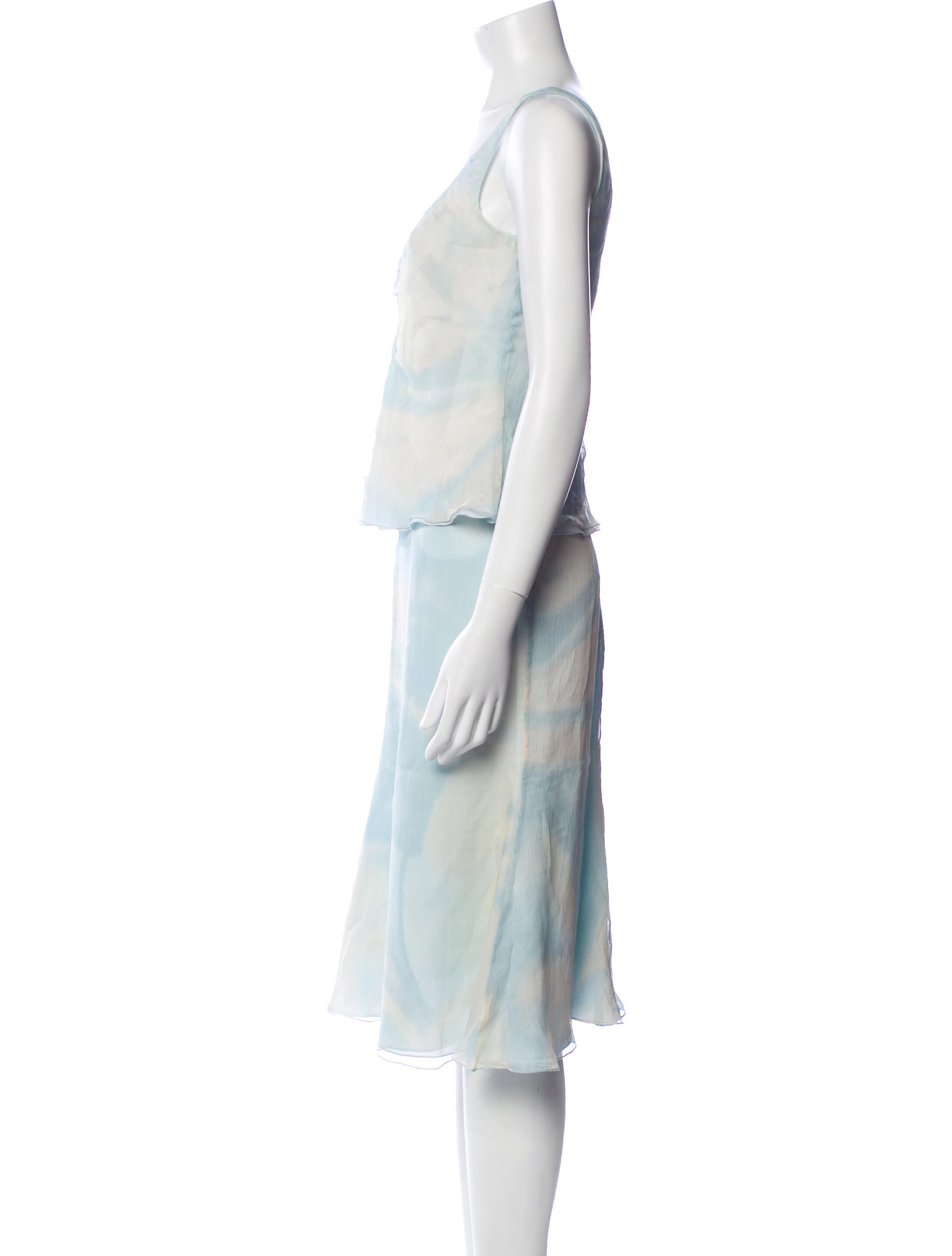 Armani Collezioni Silk Tie-Dye Print Skirt Suit