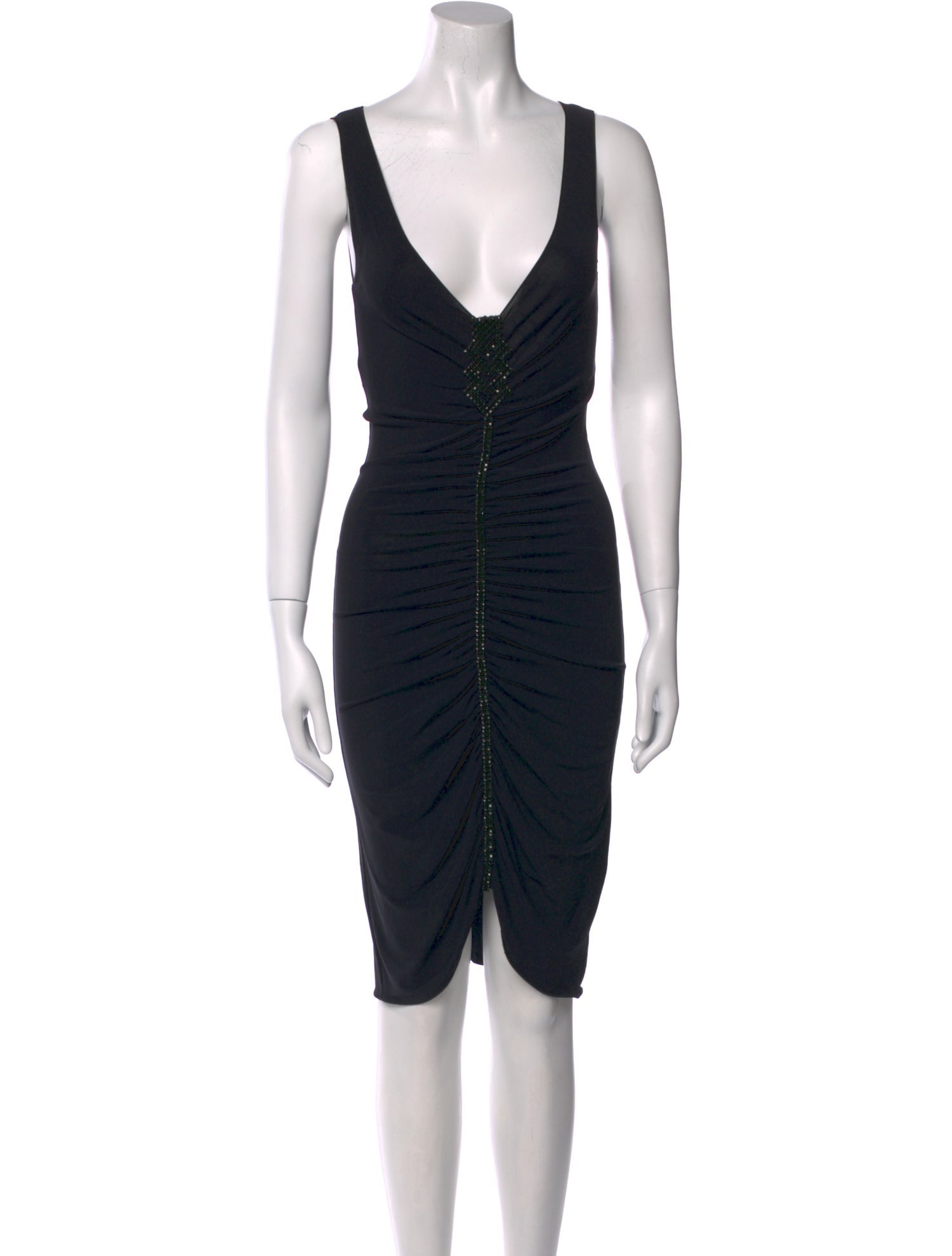 Armani Collezioni Plunge Neckline Knee-Length Dress