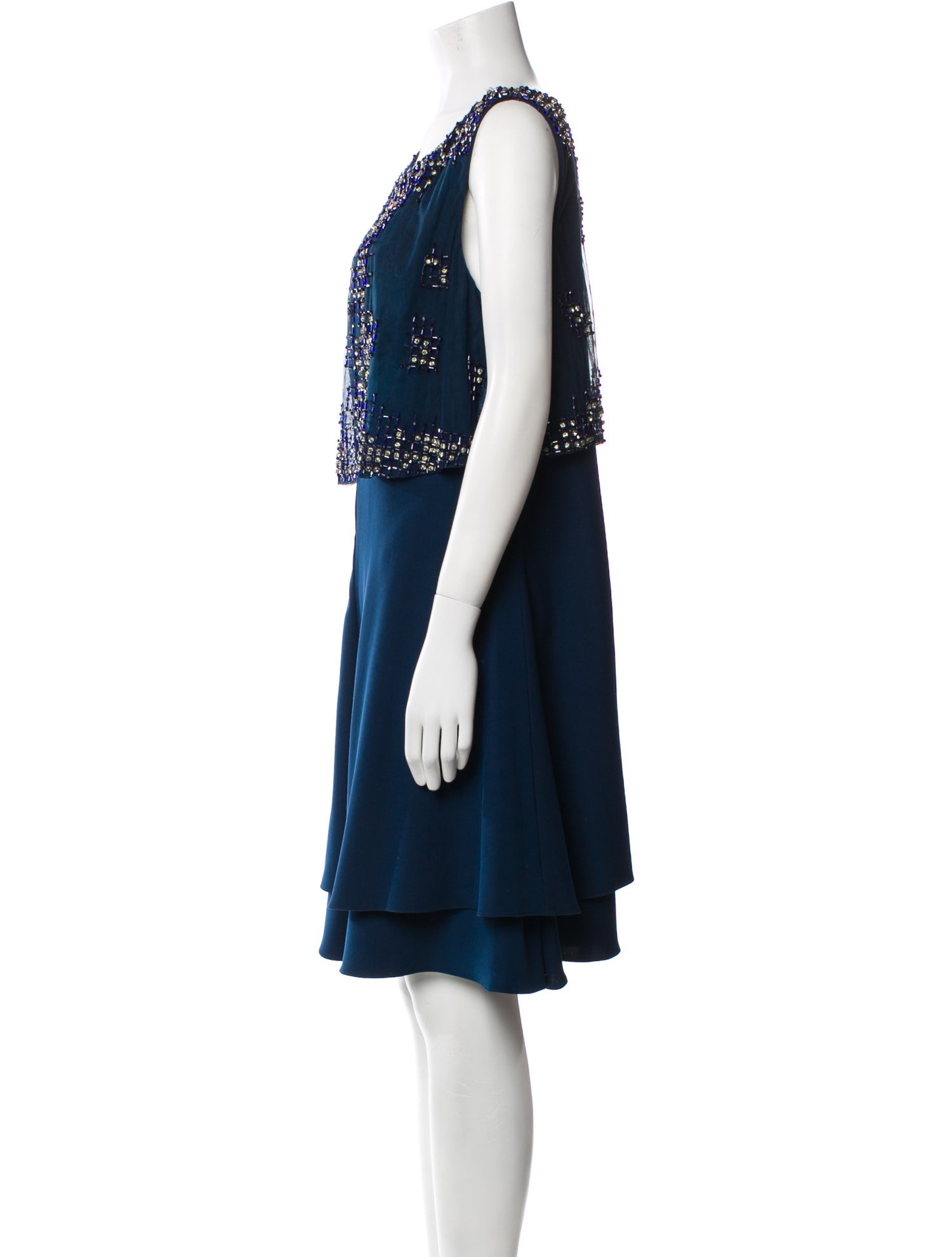 Armani Collezioni Scoop Neck Knee-Length Dress