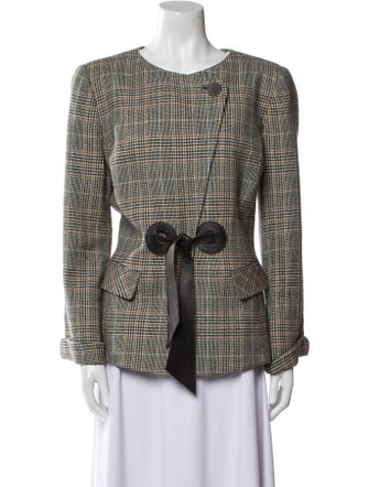 Armani Collezioni Wool Houndstooth Print Jacket
