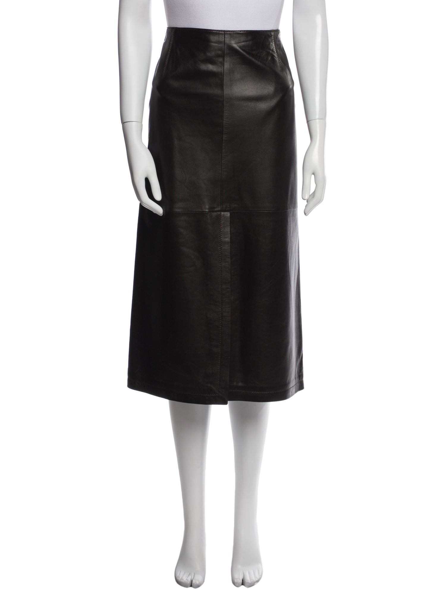 Armani Collezioni Leather Midi Length Skirt