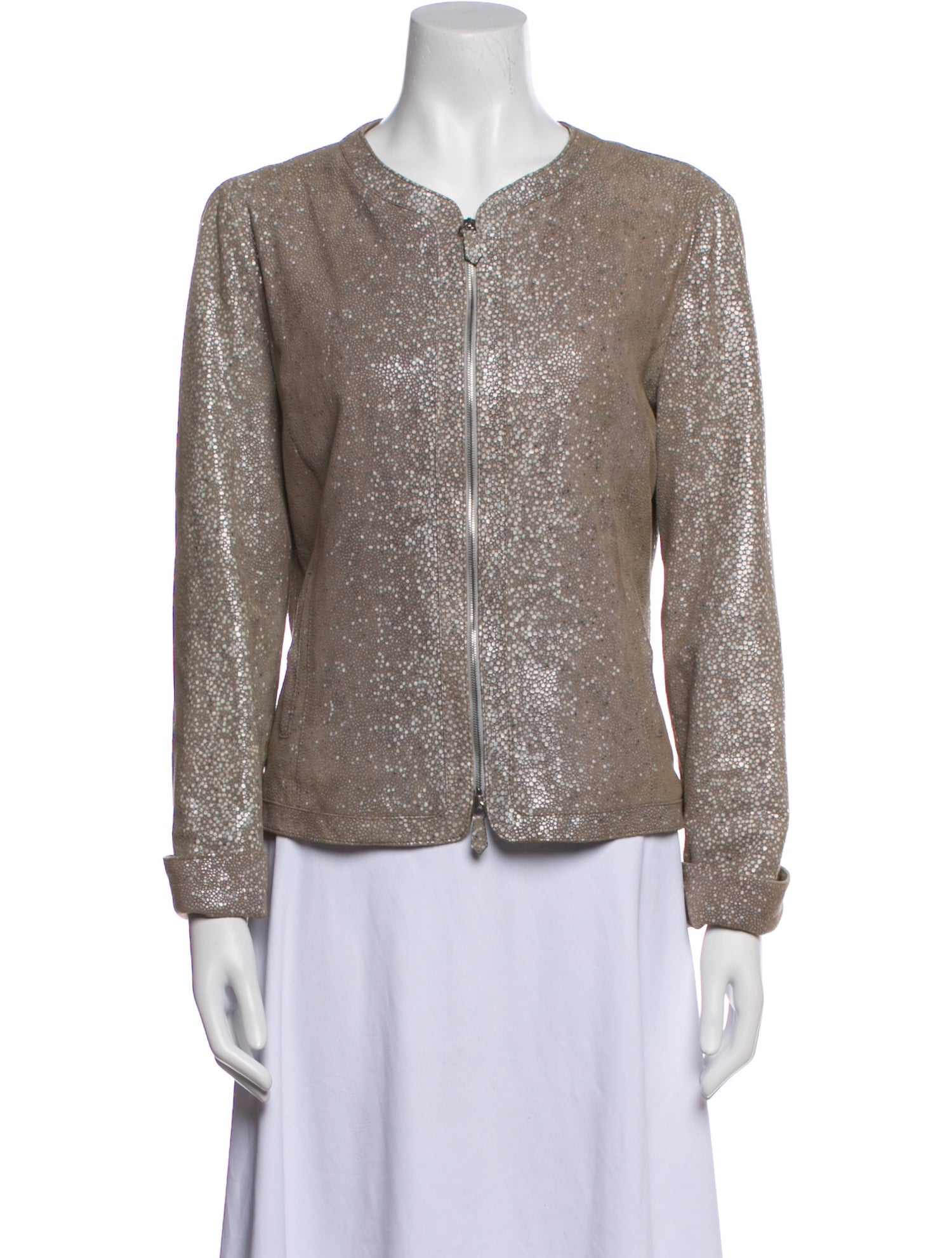 Armani Collezioni Leather Printed Evening Jacket