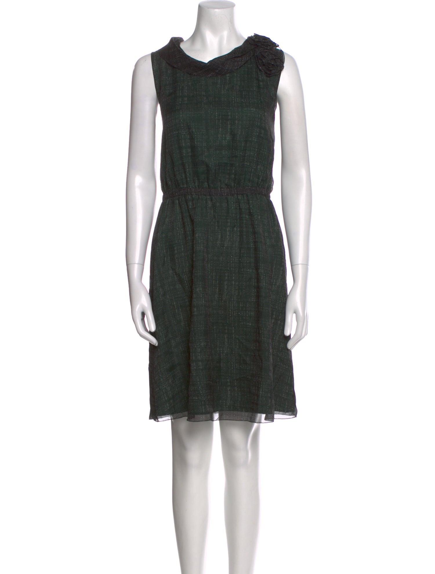 Armani Collezioni Plaid Print Knee-Length Dress