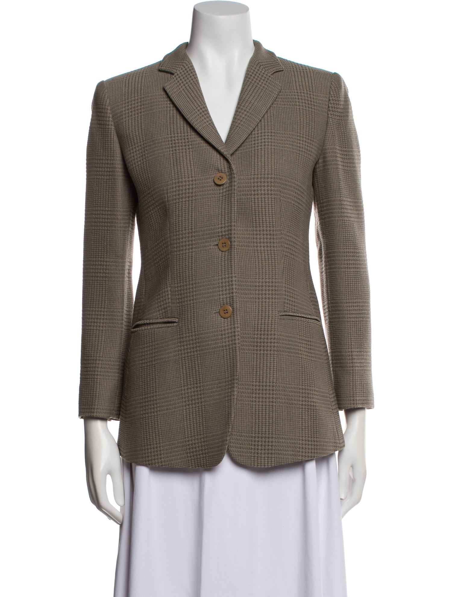 Armani Collezioni Virgin Wool Houndstooth Print Blazer