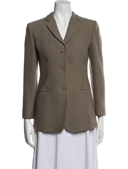 Armani Collezioni Virgin Wool Houndstooth Print Blazer