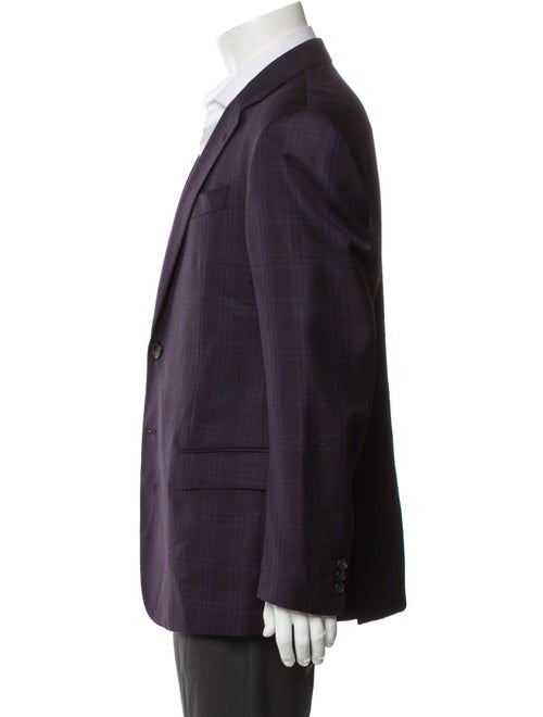 Armani Collezioni Virgin Wool Plaid Print Blazer