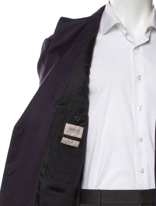 Armani Collezioni Virgin Wool Plaid Print Blazer