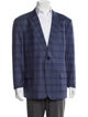 Armani Collezioni Virgin Wool Plaid Print Blazer