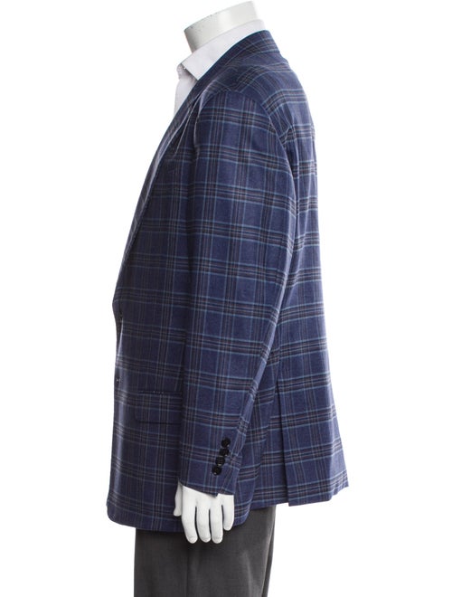 Armani Collezioni Virgin Wool Plaid Print Blazer