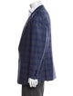 Armani Collezioni Virgin Wool Plaid Print Blazer