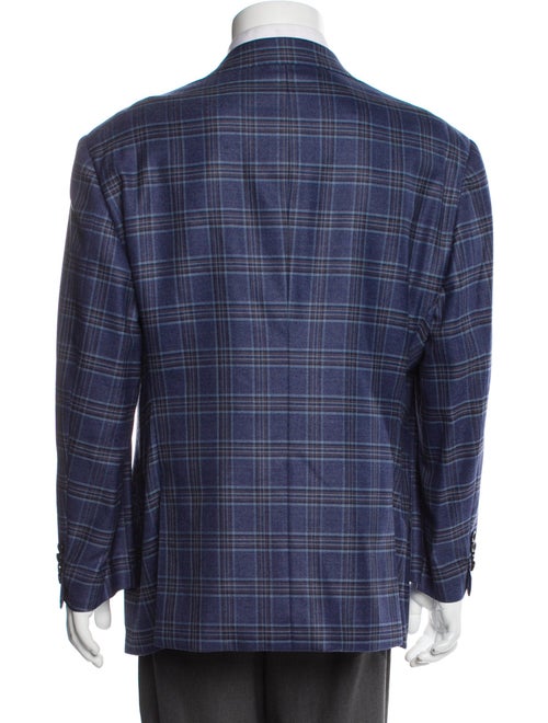 Armani Collezioni Virgin Wool Plaid Print Blazer