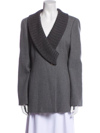 Armani Collezioni Wool Plaid Print Blazer