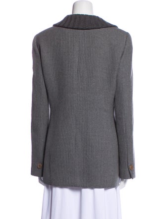 Armani Collezioni Wool Plaid Print Blazer