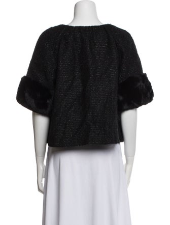 Armani Collezioni Wool Tweed Pattern Fur Jacket