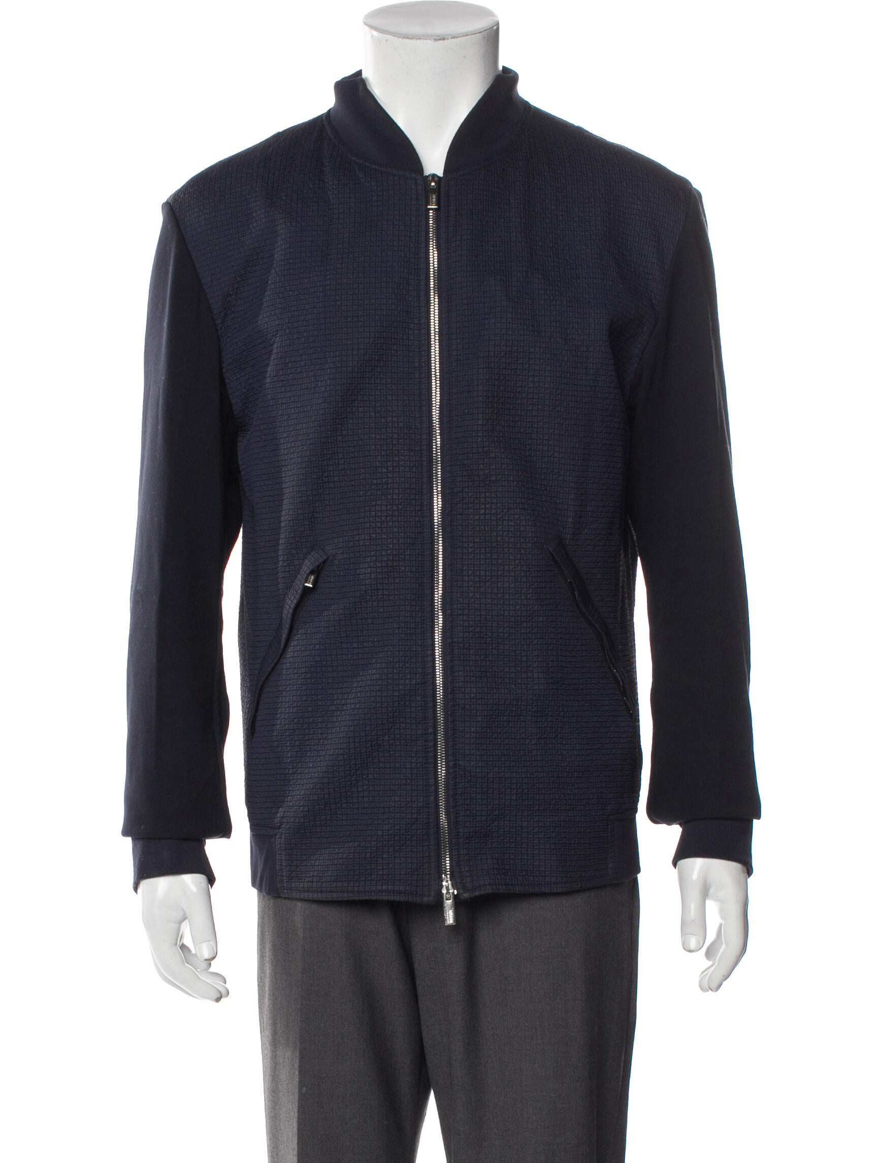 Armani Collezioni Plaid Print Bomber Jacket