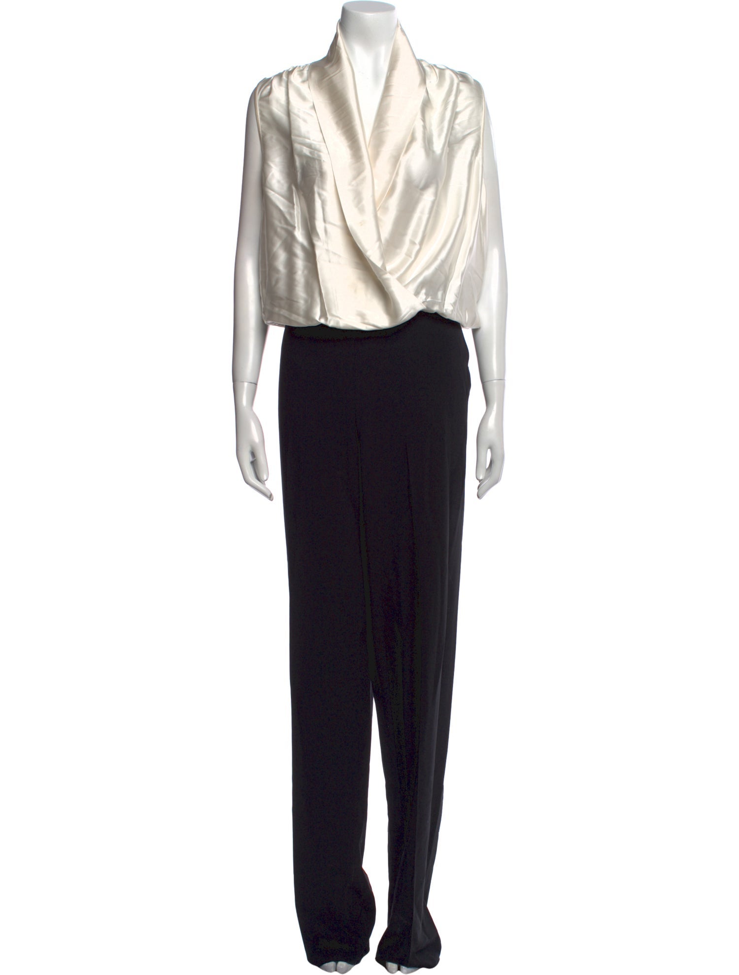 Armani Collezioni Virgin Wool Colorblock Pattern Jumpsuit