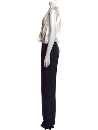 Armani Collezioni Virgin Wool Colorblock Pattern Jumpsuit