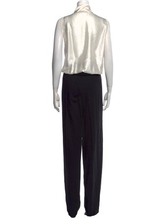 Armani Collezioni Virgin Wool Colorblock Pattern Jumpsuit