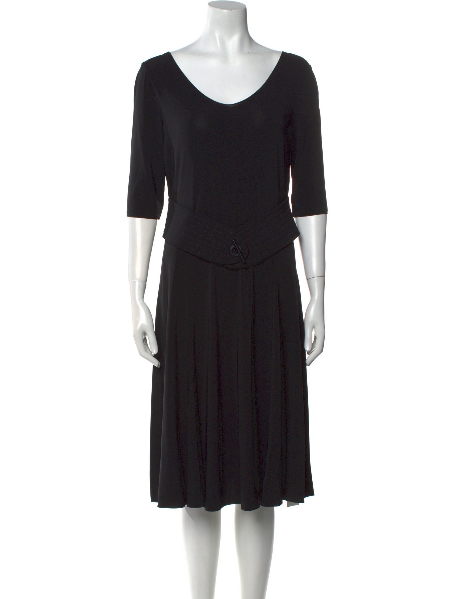 Armani Collezioni Scoop Neck Knee-Length Dress